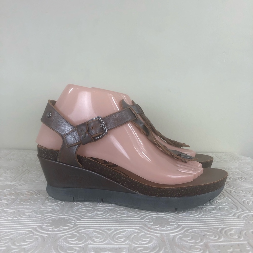 OTBT Metallic Women's Platform Wedge Sandals Shoes Open Toe Leather Adjustable
